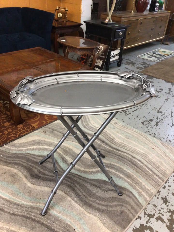Vintage Bronze Faux Bamboo Grapevine Butler Tray Table – Maitland-Smith Style