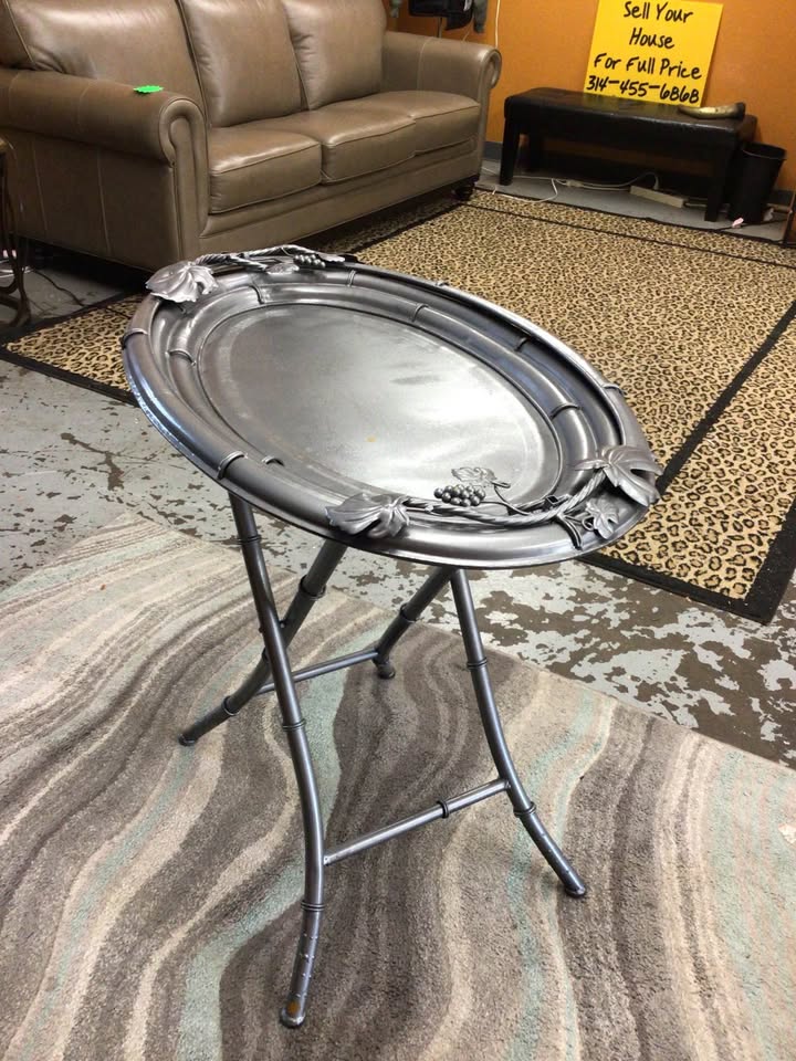 Vintage Bronze Faux Bamboo Grapevine Butler Tray Table – Maitland-Smith Style photo 7