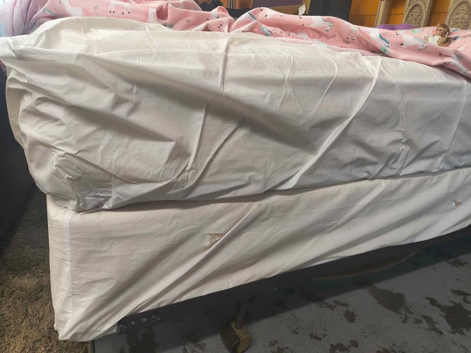 Queen Bed Complete Setup – Mattress, Box Spring, Frame & Ornate Headboard photo 6