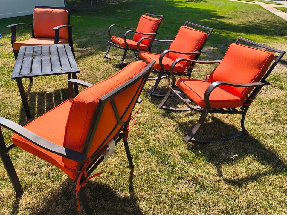 6-Piece Metal Patio Furniture Set with 3 Rocking Chairs photo 4