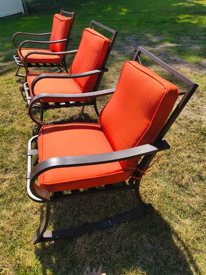 6-Piece Metal Patio Furniture Set with 3 Rocking Chairs photo 5