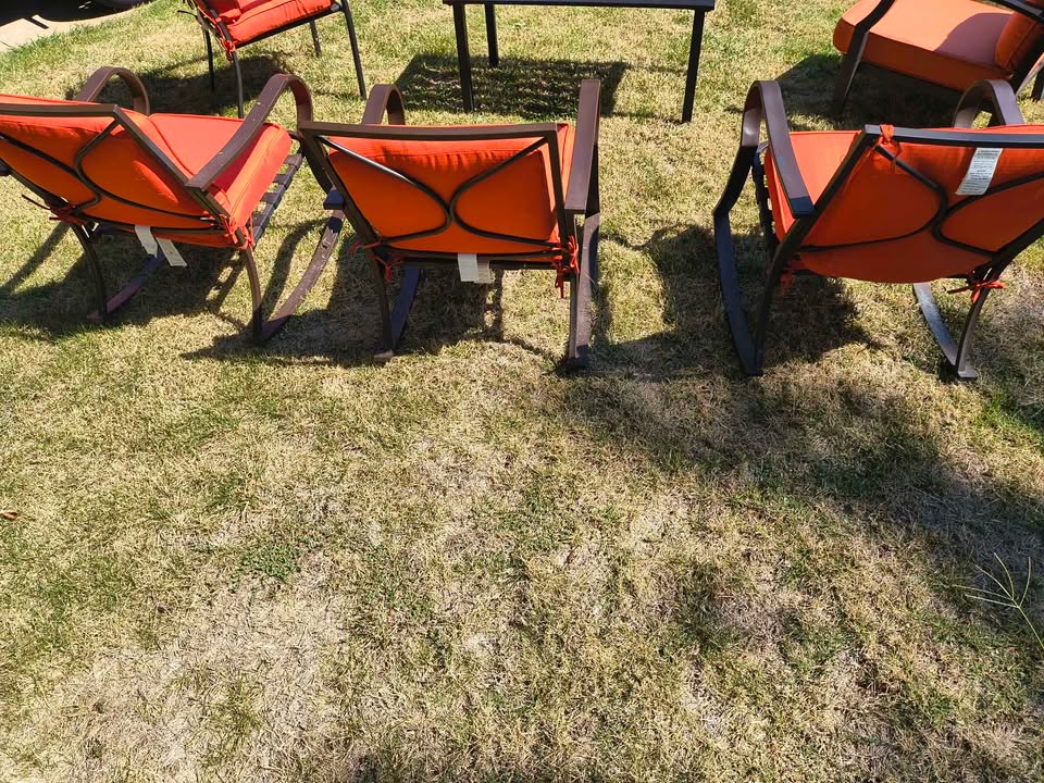 6-Piece Metal Patio Furniture Set with 3 Rocking Chairs photo 6