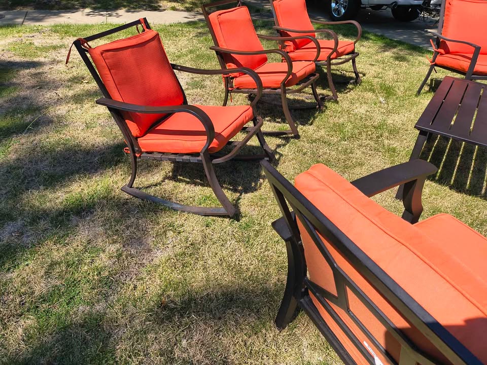 6-Piece Metal Patio Furniture Set with 3 Rocking Chairs photo 8