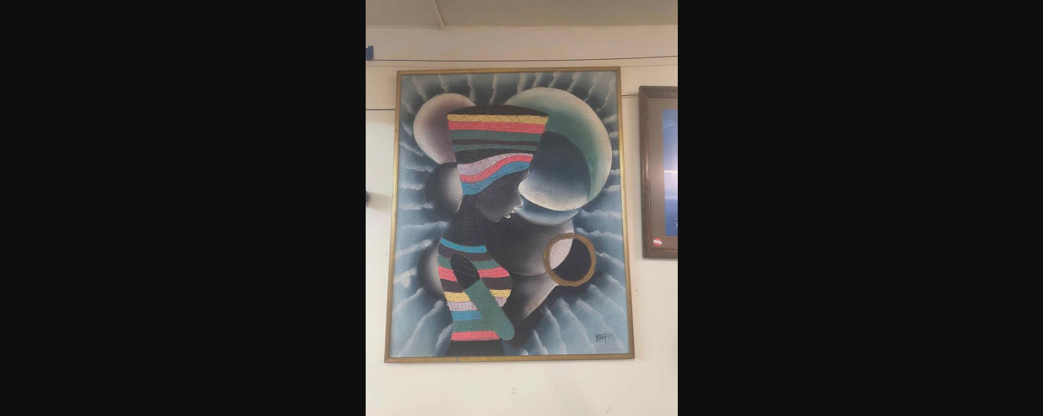 LARGE SIGNED KINGMAN TEXTURED AFRICAN PORTRAIT PAINTING — $175 photo 9