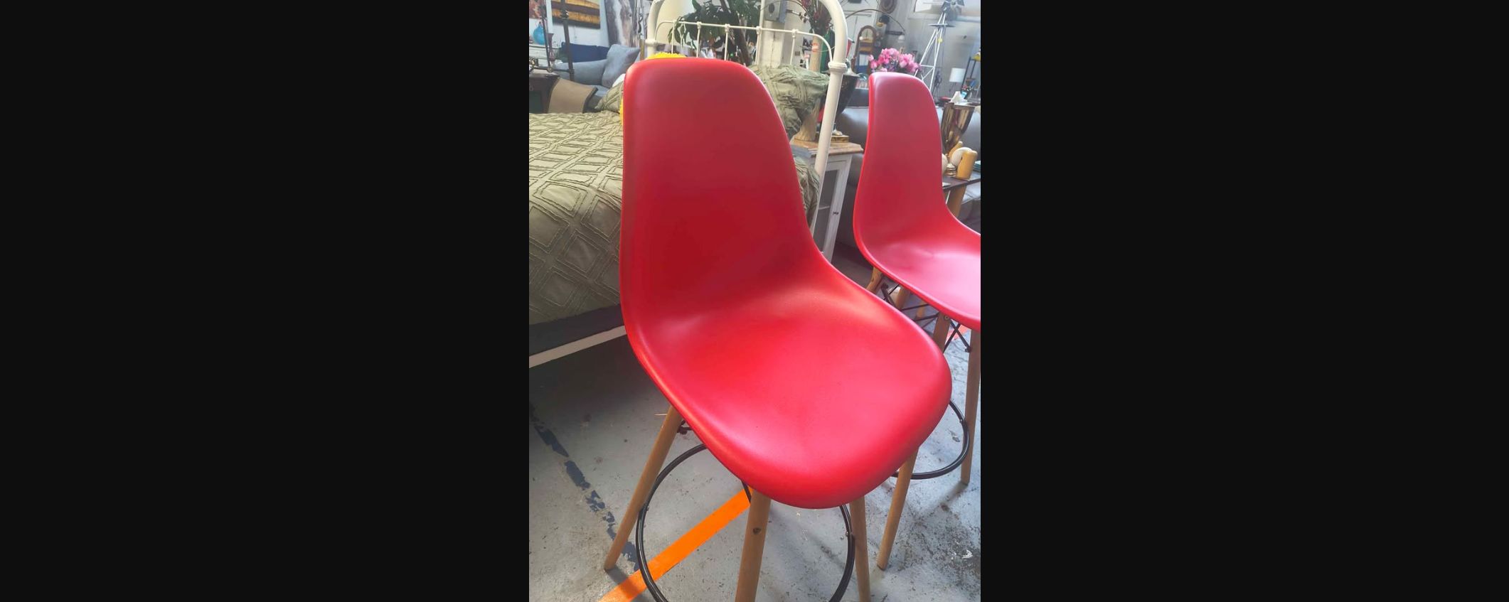 PAIR OF RED MID-CENTURY MODERN STYLE BAR STOOLS photo 3