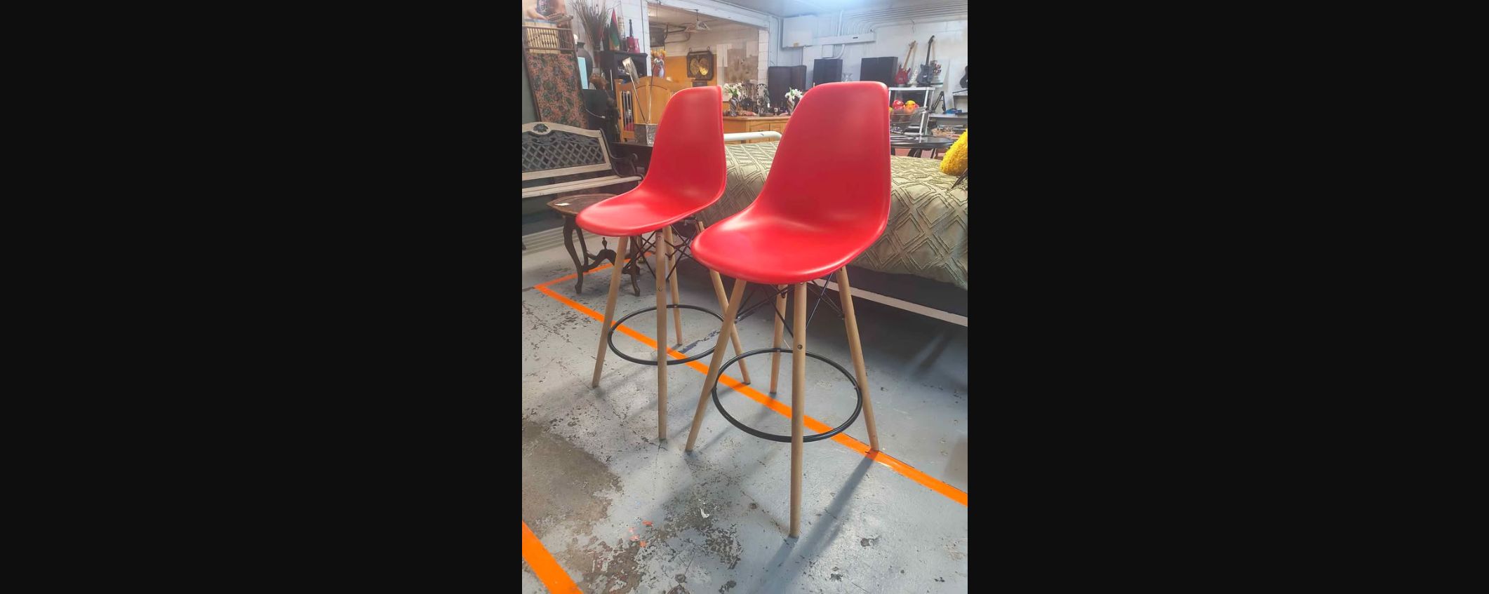 PAIR OF RED MID-CENTURY MODERN STYLE BAR STOOLS photo 8