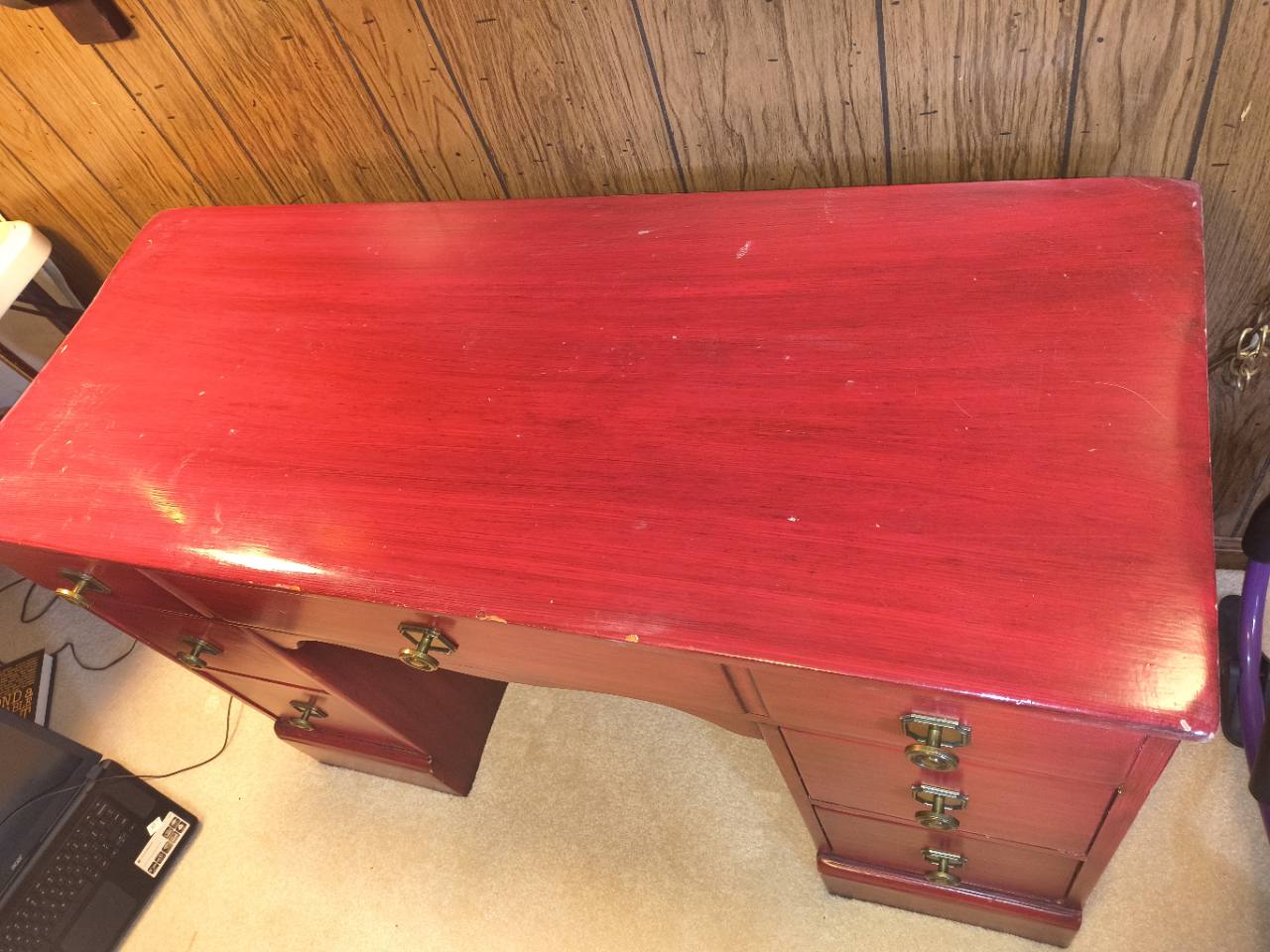 Vintage Cushman Colonial Creations Kneehole Desk – Bennington Vermont photo 5