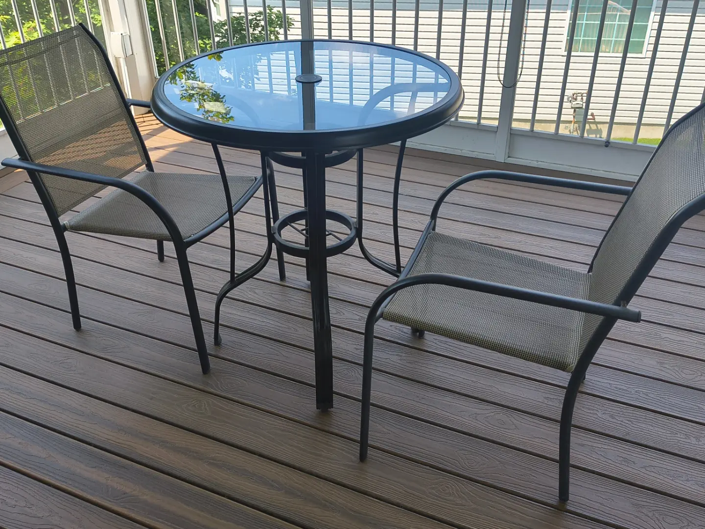 3-Piece Outdoor Patio Bistro Set – Glass-Top Table & 2 Chairs – $100