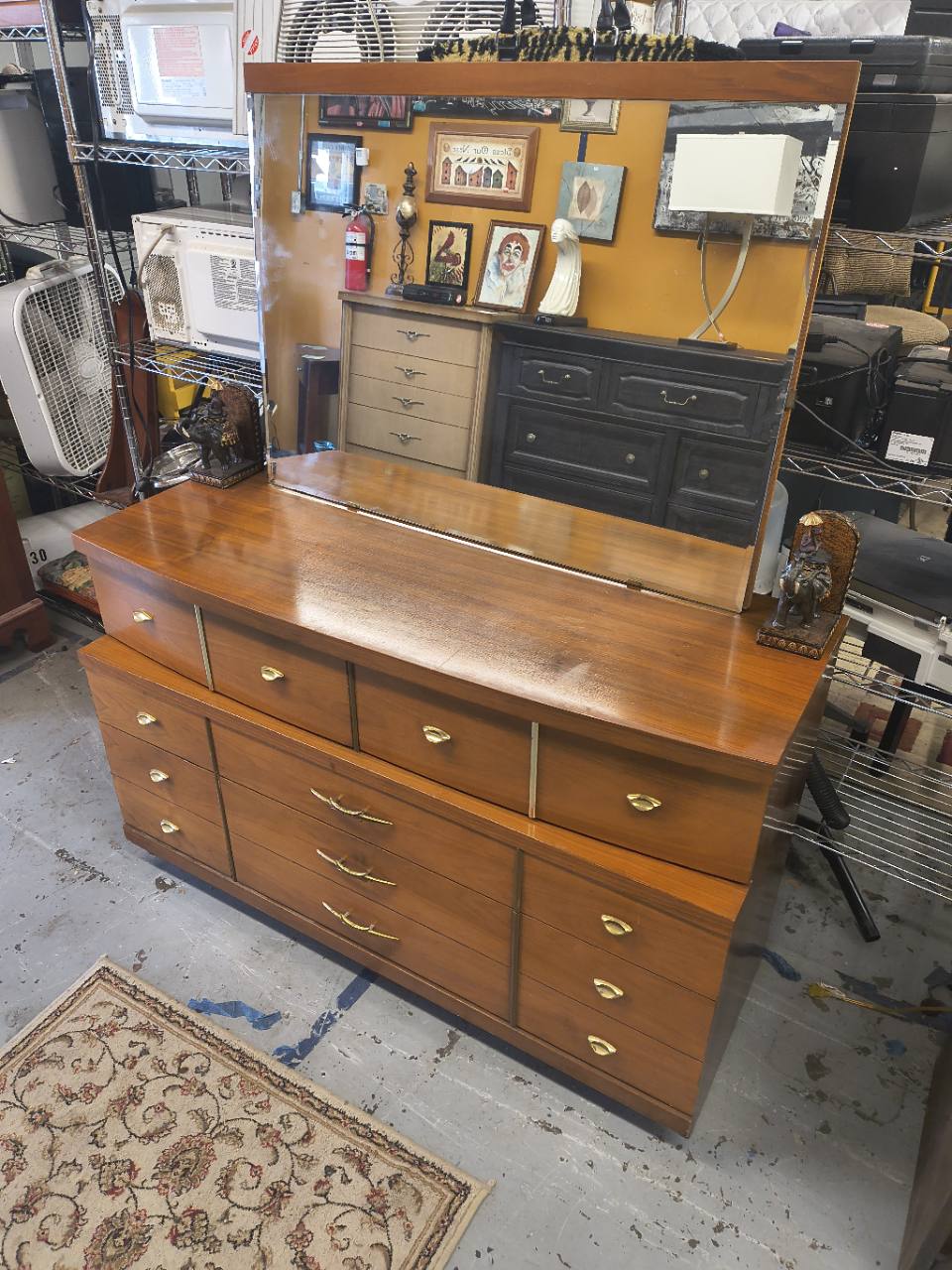 Vintage Bassett Mid-Century Modern Dresser & Mirror – Chest Sold photo 12
