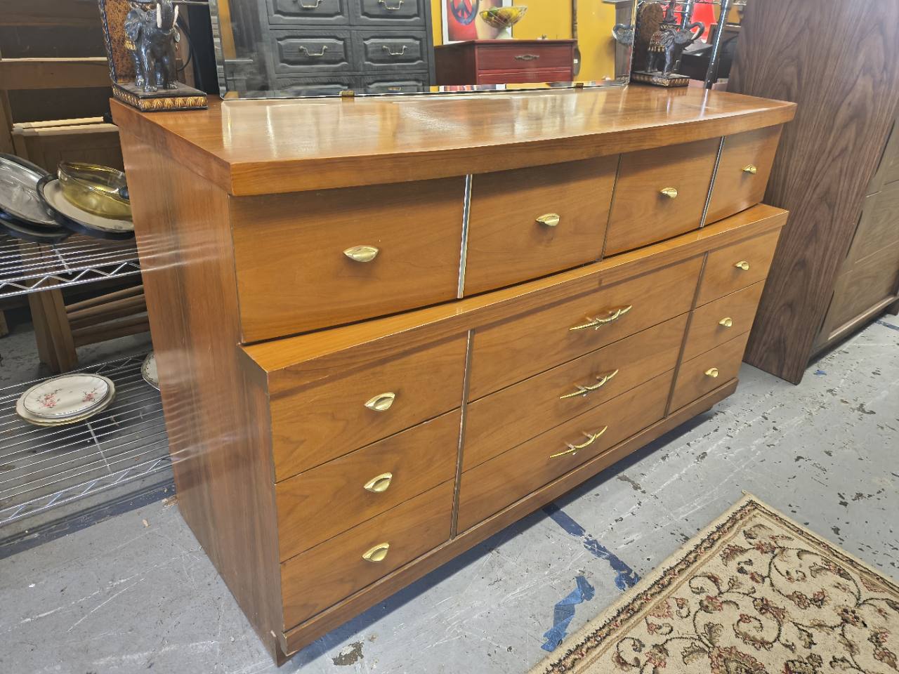 Vintage Bassett Mid-Century Modern Dresser & Mirror – Chest Sold photo 13