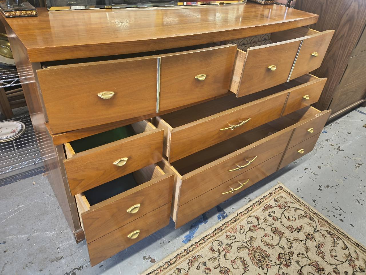 Vintage Bassett Mid-Century Modern Dresser & Mirror – Chest Sold photo 14