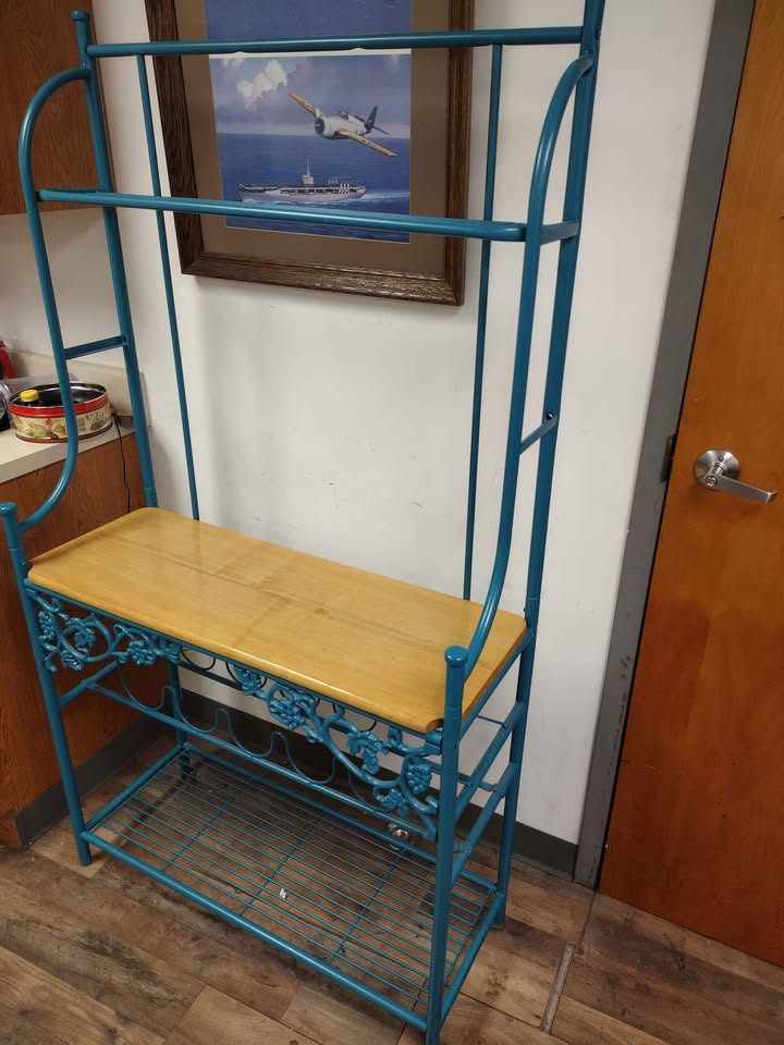 Blue / Turquoise Bakers Rack with Removable Wood Board – $80 photo 4