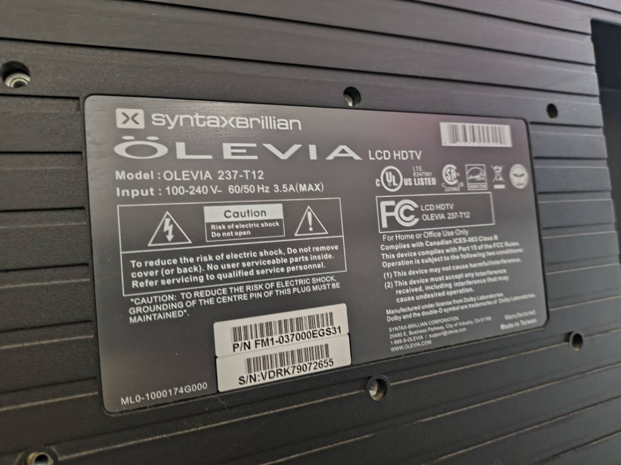 37-inch Olevia LCD TV — $40 AS IS, No Remote photo 6