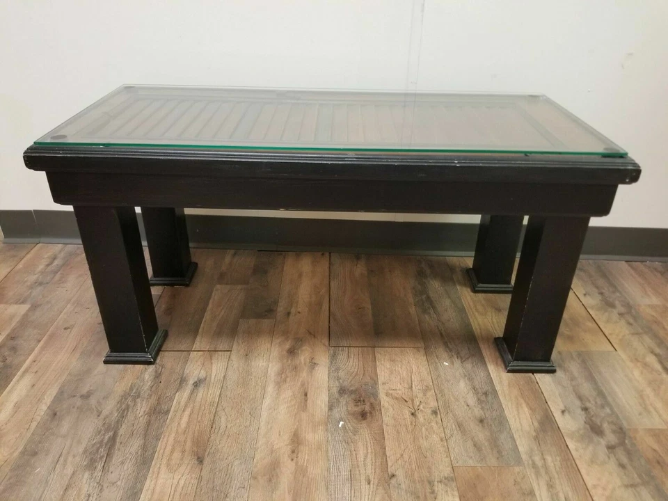 Repurposed Window Shutter Coffee Table with Glass Top photo 2