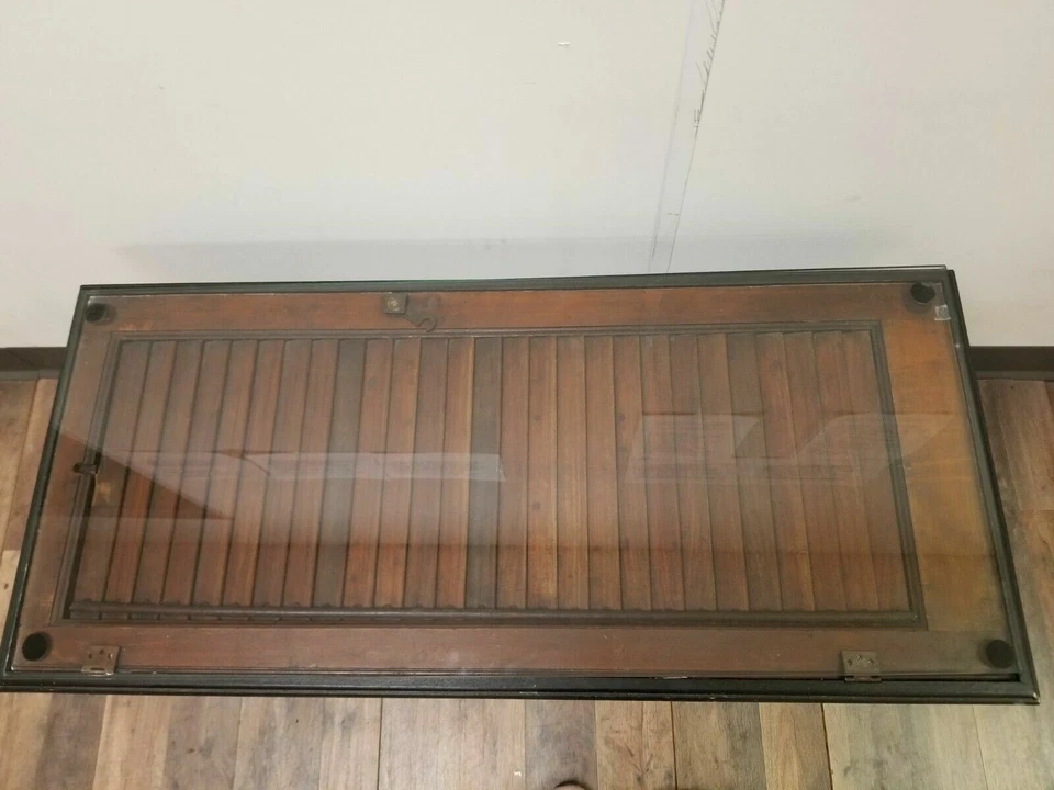 Repurposed Window Shutter Coffee Table with Glass Top photo 4