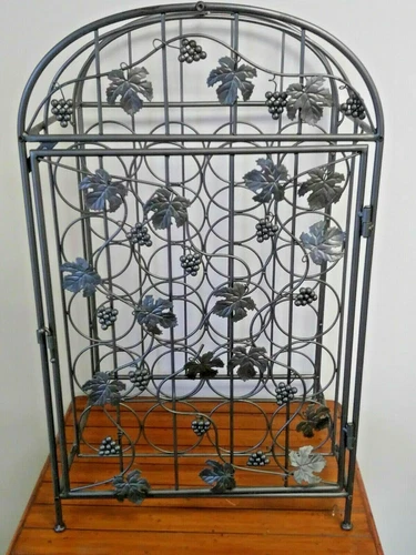 Silver Wrought Iron Floor and Wall Wine Rack Set photo 3