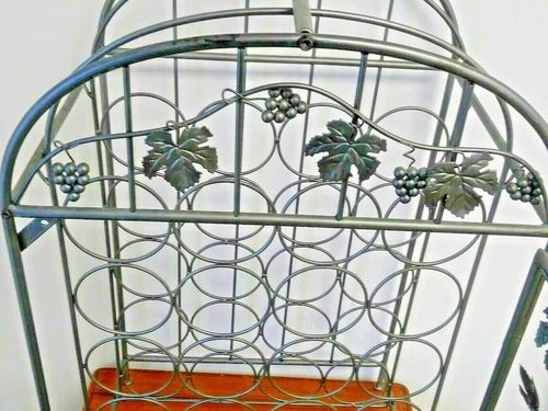 Silver Wrought Iron Floor and Wall Wine Rack Set photo 4