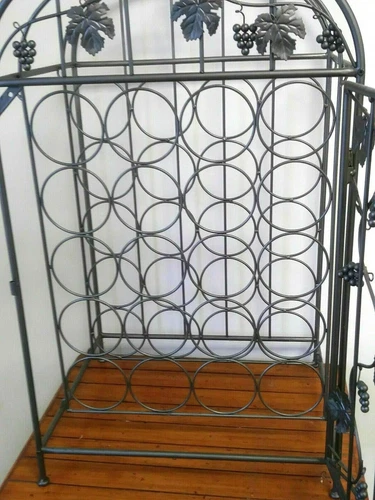 Silver Wrought Iron Floor and Wall Wine Rack Set photo 5