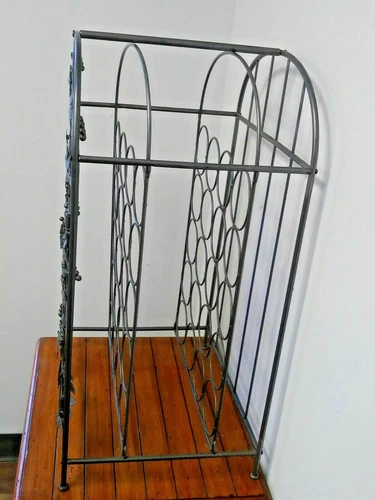 Silver Wrought Iron Floor and Wall Wine Rack Set photo 6