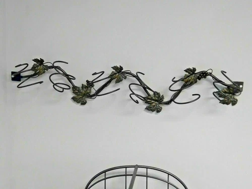 Silver Wrought Iron Floor and Wall Wine Rack Set photo 8