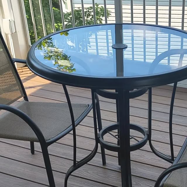 3-Piece Outdoor Patio Bistro Set – Glass-Top Table & 2 Chairs – $100 photo 2