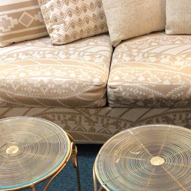Pair of Gold-Tone Glass Top Accent Tables