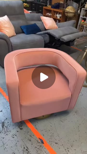 Matching Pair of Modern Swivel Barrel Chairs